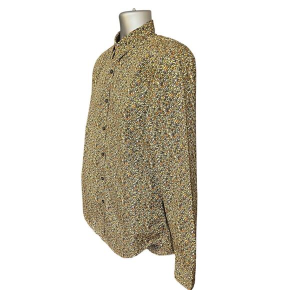 Structure Collection Neutral Color Ditzy Print Slim Fit Button Down Size M - Picture 2 of 9